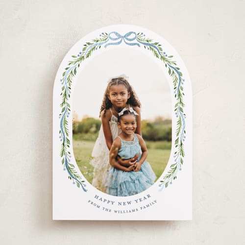 This is a powder foil pressed holiday cards with foil pressed by Sarah Knight called frosted printing on recycled smooth signature in standard