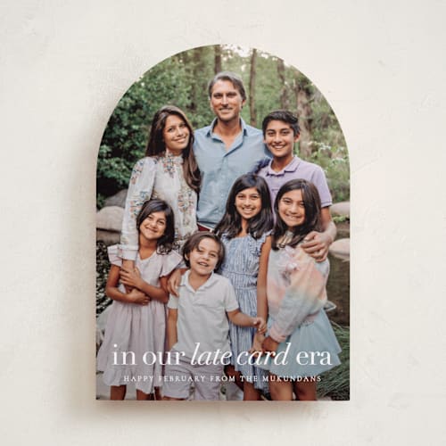 This is a cloud new year photo cards with standard by Sara Hicks Malone called late card era printing on recycled smooth signature in standard