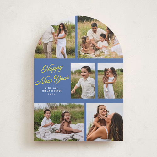 This is a blue jay new year photo cards with standard by Cass Loh called playful pop printing on recycled smooth signature in standard