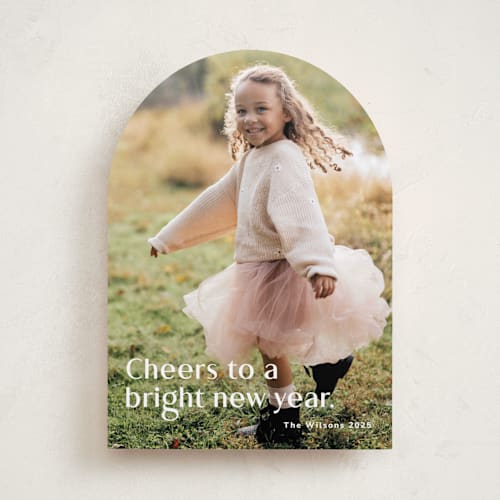 This is a sugar new year photo cards with standard by Kimberly Morgan called bright and new printing on recycled smooth signature in standard