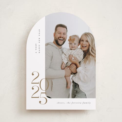 This is a caramel new year photo cards with standard by Ana de Sousa called minimalist new year printing on recycled smooth signature in standard
