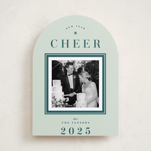 This is a emerald new year photo cards with standard by Alston Foster called cheer in the new year printing on recycled smooth signature in standard