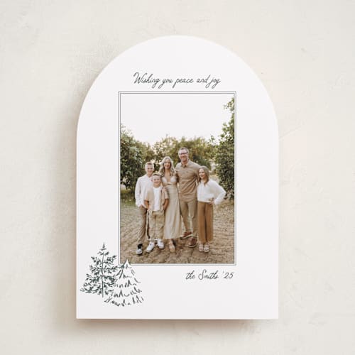 This is a forest holiday photo cards with standard by Michelle Harrick called minimal tree farm printing on recycled smooth signature in standard