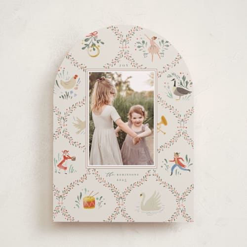 This is a ivory holiday photo cards with standard by Hannah Williams called twelfth day of christmas printing on recycled smooth signature in standard