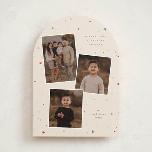 This is a sugar cookie holiday photo cards with standard by Ellen Schlegelmilch called disney's mickey tri confetti printing on recycled smooth signature in standard