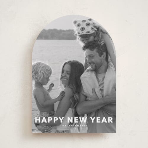 This is a linen holiday photo cards with standard by Angela Thompson called simple type printing on recycled smooth signature in standard