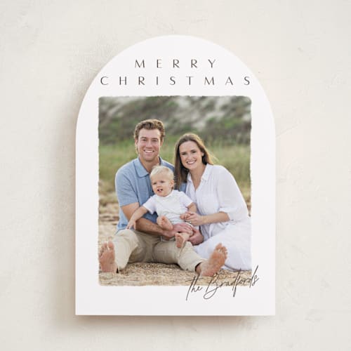 This is a pinecone holiday photo cards with standard by Ekko Studio called merry & minimal printing on recycled smooth signature in standard