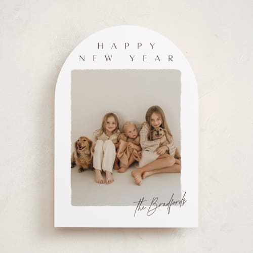 This is a pinecone holiday photo cards with standard by Ekko Studio called merry & minimal printing on recycled smooth signature in standard