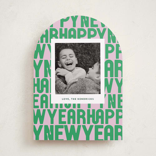This is a candy holiday photo cards with standard by Up Up Creative called letters printing on recycled smooth signature in standard
