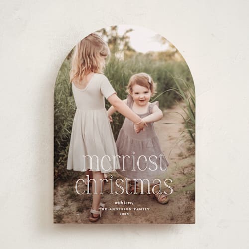 This is a snow holiday photo cards with standard by Kerry Doyle called festive type printing on recycled smooth signature in standard