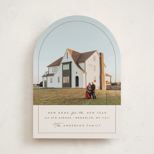 This is a gingerbread holiday photo cards with standard by Julie Murray called home sweet home printing on recycled smooth signature in standard