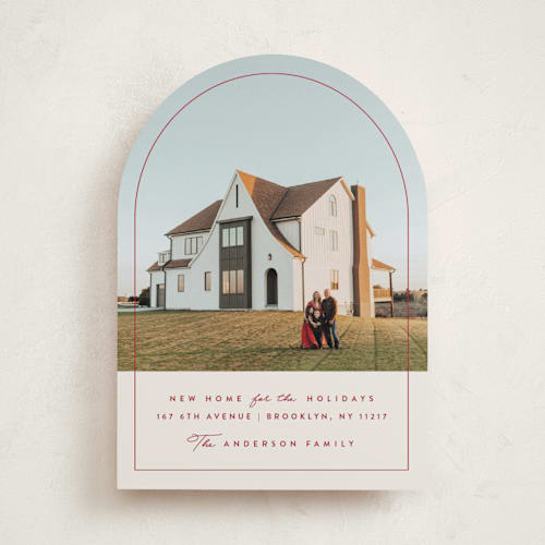 This is a candy cane holiday photo cards with standard by Julie Murray called home sweet home printing on recycled smooth signature in standard