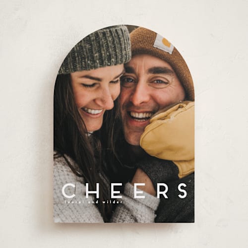 This is a snow holiday photo cards with standard by Kate Ross called love joy printing on recycled smooth signature in standard