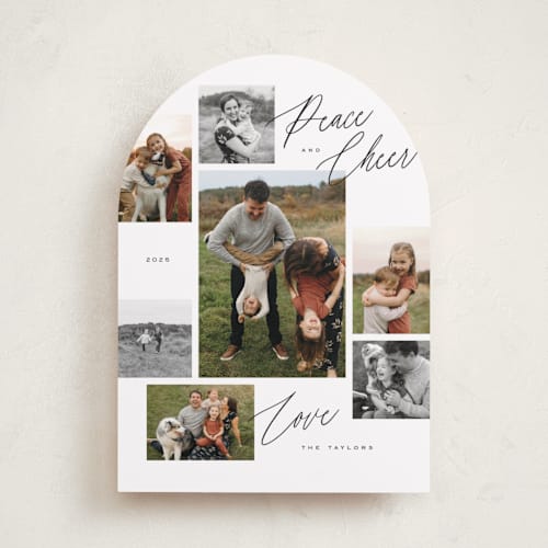 This is a penguin holiday photo cards with standard by Michelle Taylor called scattered gallery printing on recycled smooth signature in standard