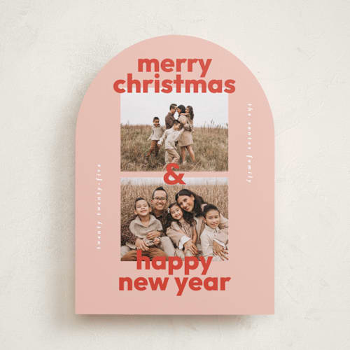 This is a candy cane holiday photo cards with standard by Lisa McLean called bold stack printing on recycled smooth signature in standard