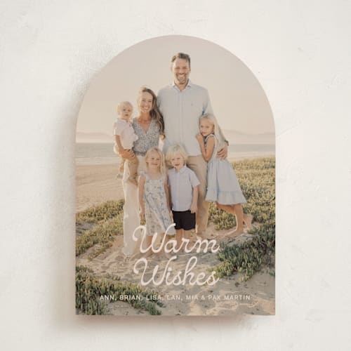 This is a sand holiday photo cards with standard by Ani Somi called beach town printing on recycled smooth signature in standard