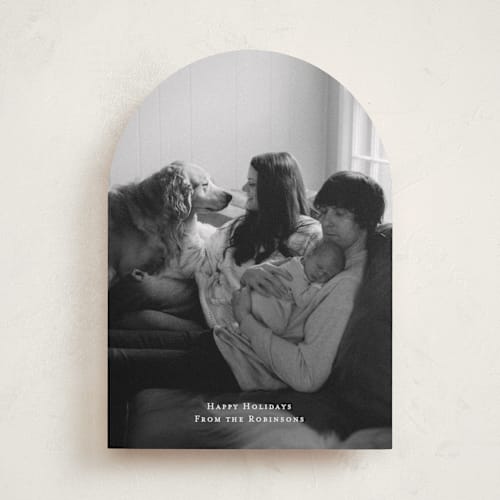 This is a snow holiday photo cards with standard by Ani Somi called minima printing on recycled smooth signature in standard