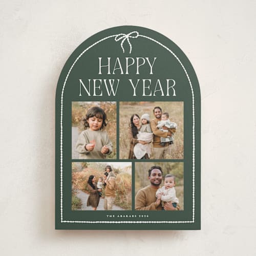 This is a forest holiday photo cards with standard by Vivian Yiwing called frame bow printing on recycled smooth signature in standard