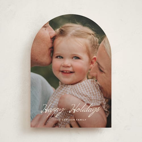 This is a gilt holiday photo cards with standard by Pixel and Hank called the christmas letters printing on recycled smooth signature in standard