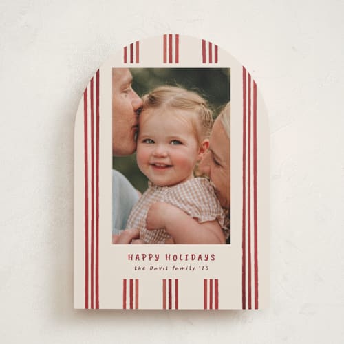 This is a berry holiday photo cards with standard by Christy Hy Lee called painted lines printing on recycled smooth signature in standard
