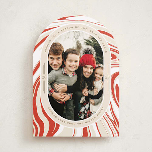 This is a peppermint holiday photo cards with standard by Oscar and Emma - Karly Depew called peppermint flavor printing on recycled smooth signature in standard