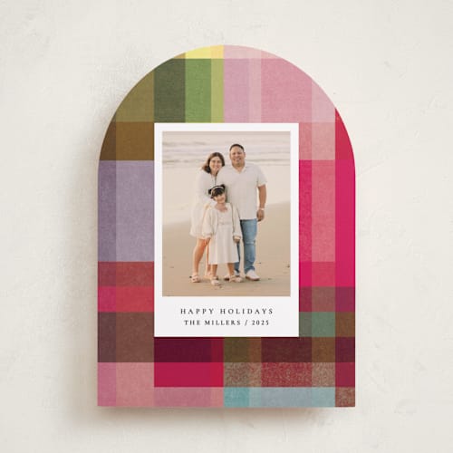 This is a candy holiday photo cards with standard by Sumak Studio called joyful check printing on recycled smooth signature in standard
