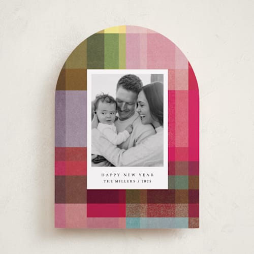 This is a candy holiday photo cards with standard by Sumak Studio called joyful check printing on recycled smooth signature in standard