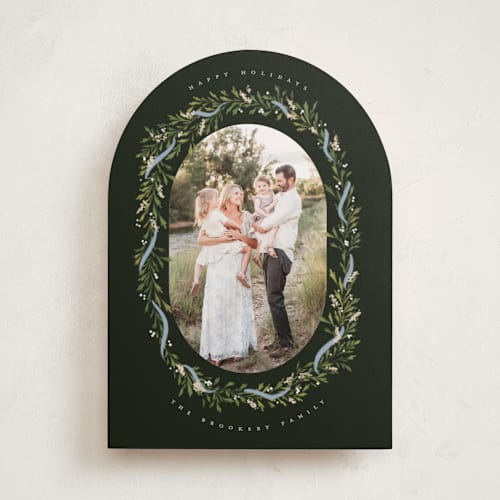 This is a juniper berry holiday photo cards with standard by Erin L. Wilson called juniper garland printing on recycled smooth signature in standard