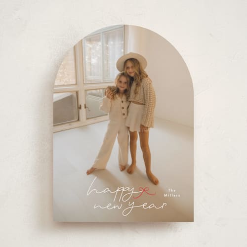 This is a holly holiday photo cards with standard by Phrosné Barwood called little cute bow printing on recycled smooth signature in standard