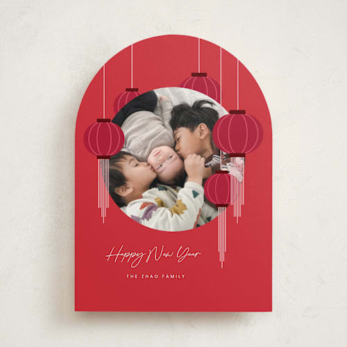 This is a firecracker chinese new year cards with standard by Adelyn T. called lucky lanterns printing on recycled smooth signature in standard