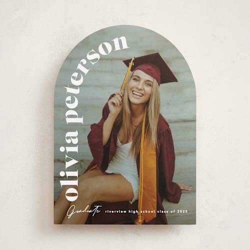 This is a cotton graduation announcements with standard by Creo Study called casual chic printing on recycled smooth signature in standard