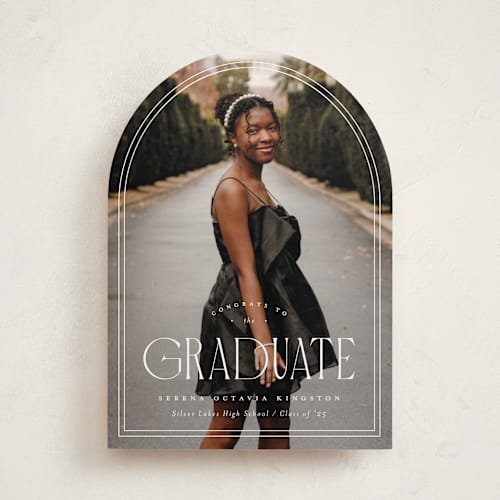 This is a cotton graduation announcements with standard by Carmia Jordaan called brilliant day printing on recycled smooth signature in standard