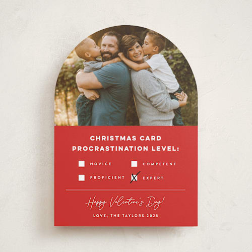 This is a poinsettia valentines day with standard by Erica Krystek called procrastination expert printing on recycled smooth signature in standard