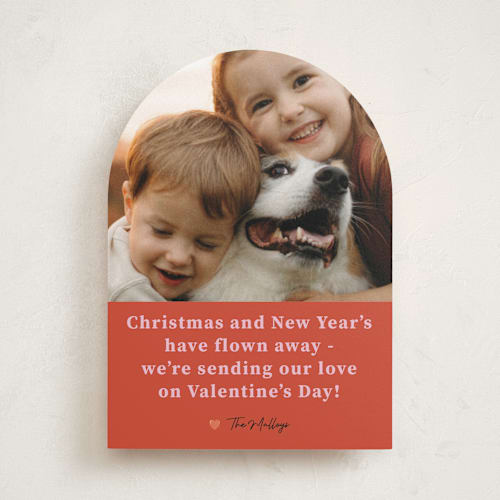 This is a persimmon valentines day with standard by Deborah Chou called flown away printing on recycled smooth signature in standard