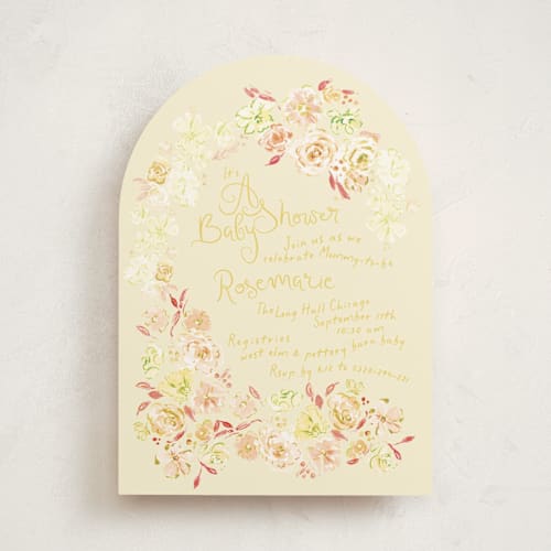 This is a english garden baby shower invitations with standard by Phrosné Barwood called paris with love printing on signature in standard