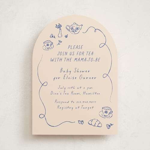 This is a fine china baby shower invitations with standard by Carmia Jordaan called doodle tea party printing on signature in standard