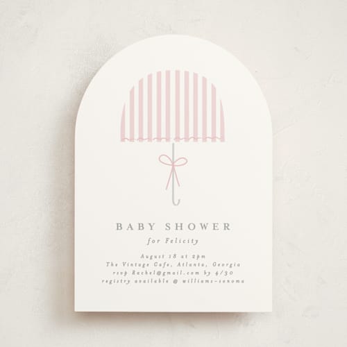 This is a rose baby shower invitations with standard by Angela Thompson called bow brolly printing on signature in standard