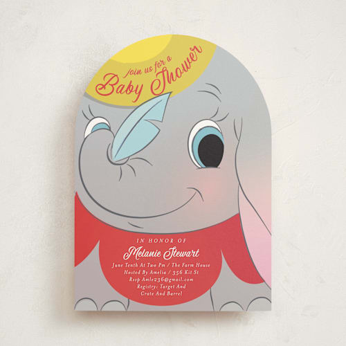 This is a cherry baby shower invitations with standard by Lori Wemple called disney dumbo printing on signature in standard