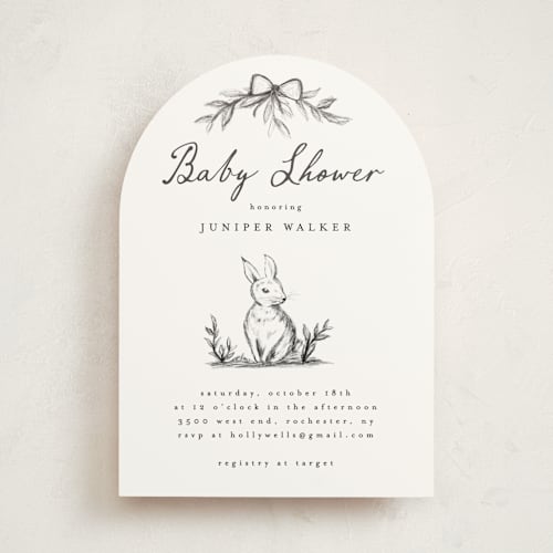 This is a graphite baby shower invitations with standard by Maja Cunningham called story time printing on signature in standard