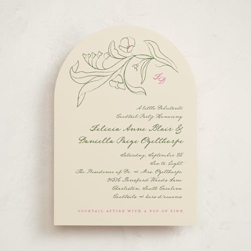 This is a razzsmash debutante party invitations with standard by Kamala Nahas called arched wildflowers printing on signature in standard
