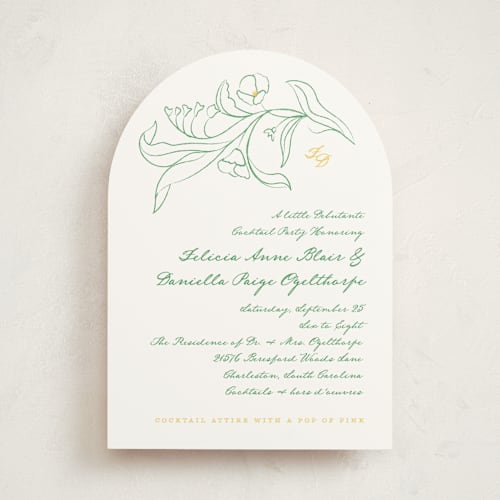 This is a limoncello debutante party invitations with standard by Kamala Nahas called arched wildflowers printing on signature in standard