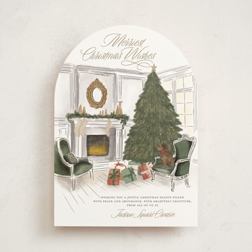 This is a pine business holiday cards with standard by Jenna Holcomb called new halls printing on signature in standard