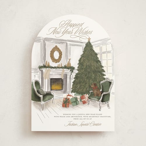 This is a pine business holiday cards with standard by Jenna Holcomb called new halls printing on signature in standard