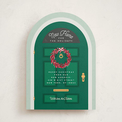 This is a noble fir non photo holiday cards with standard by Erica Krystek called holiday move printing on signature in standard