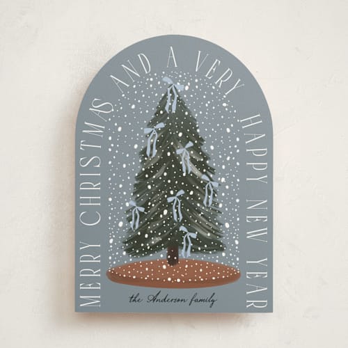 This is a sky non photo holiday cards with standard by Maja Cunningham called snowglobe printing on signature in standard