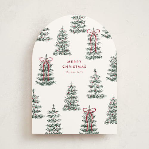 This is a snow non photo holiday cards with standard by Angela Garrick called festive forest printing on signature in standard