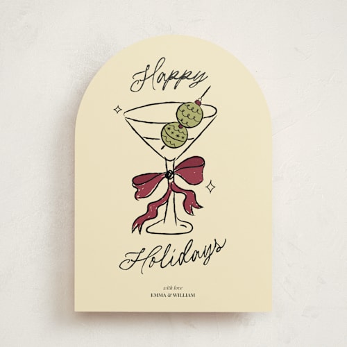 This is a holly berry non photo holiday cards with standard by Helena Vitto called cin cin! printing on signature in standard