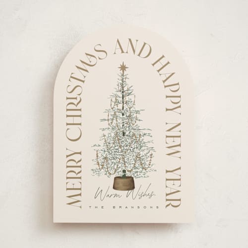 This is a eggnog non photo holiday cards with standard by Leah Bisch called festive tree printing on signature in standard