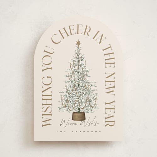 This is a eggnog non photo holiday cards with standard by Leah Bisch called festive tree printing on signature in standard