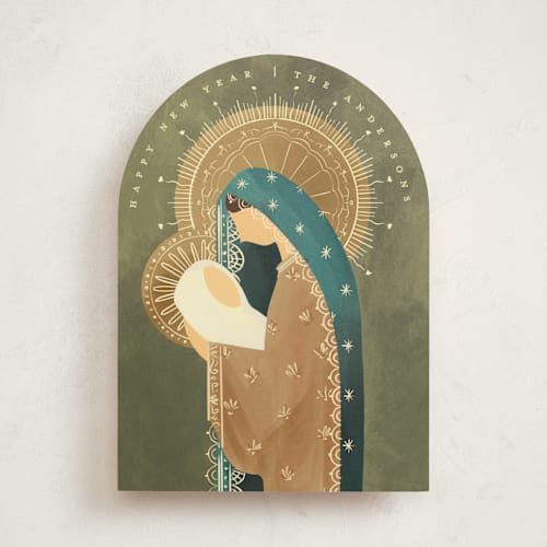 This is a marinique non photo holiday cards with standard by Grae called mother and child printing on signature in standard